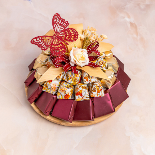 Rounded-Shaped with Rose & Butterflies